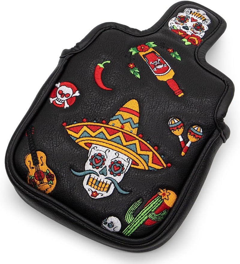 Acebirdie Golf Club Headcover for Drivers, Fairway Woods, Hybrids, and Mallet Blade Putter Sugar Skull Style Premium Leather Golf Headcovers Set with Interchangeable No. Tags - Image 3